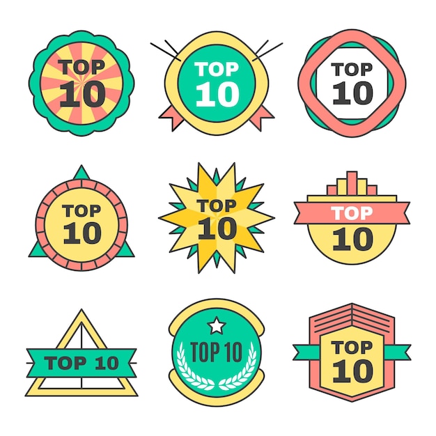 Gratis Vektor top 10-badgesamling