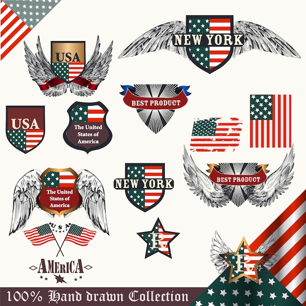 Gratis Vektor usa element samling