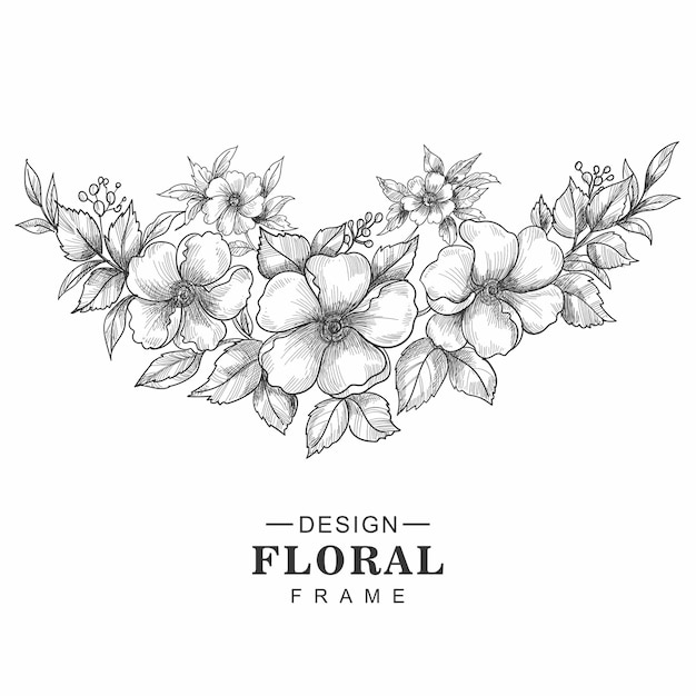 Gratis Vektor vacker handritad bröllopsblomsterdesign