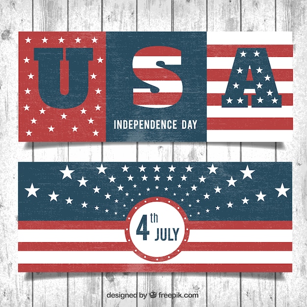 Gratis Vektor vintage usa banner sæt