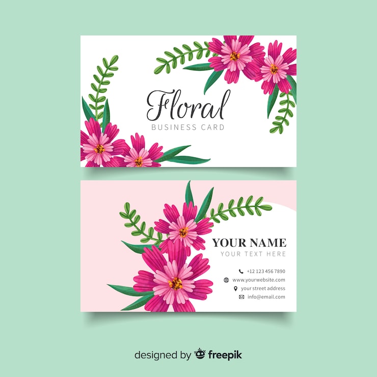 Gratis Vektor visitkort med akvarell lila blommor