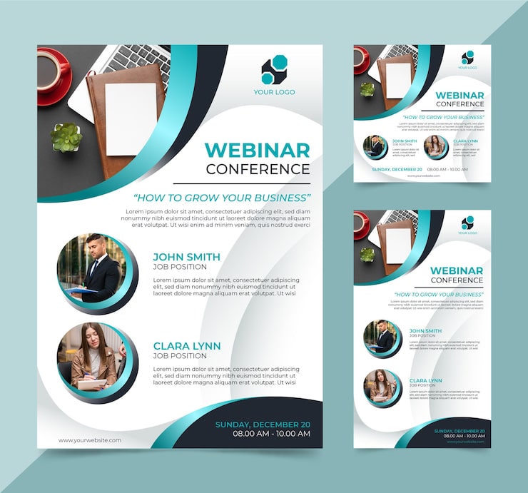 Gratis Vektor webinar flyers-mall