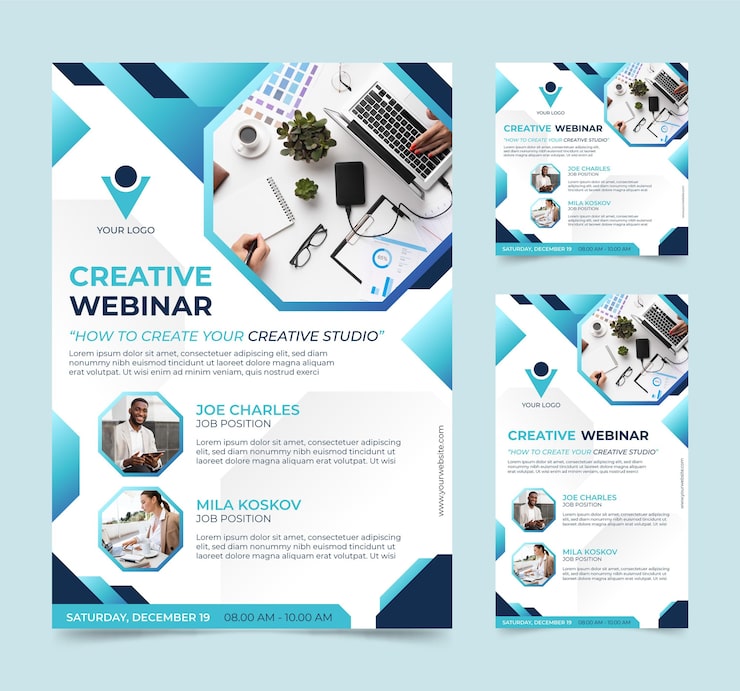 Gratis Vektor webinar flyers-mall
