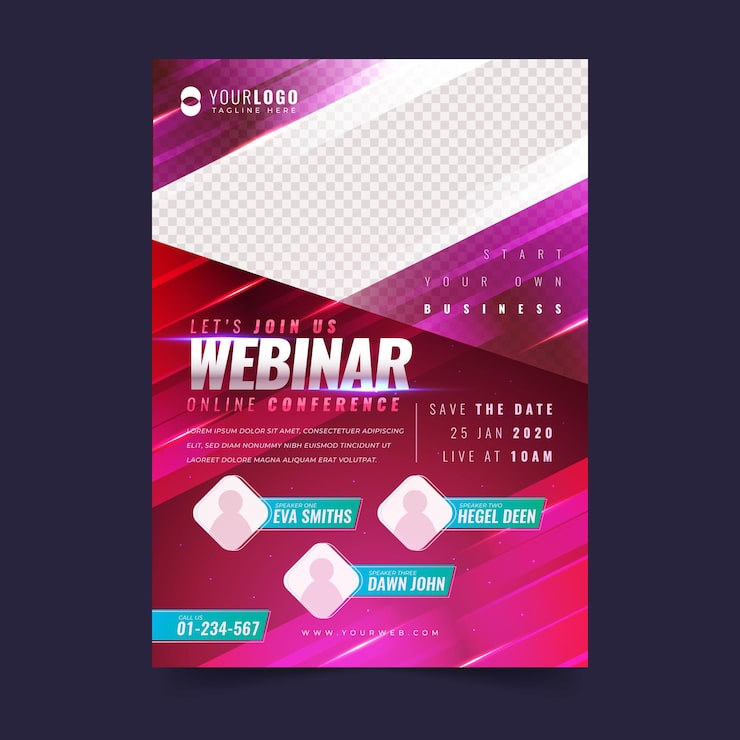 Gratis Vektor webinar flyers-mall