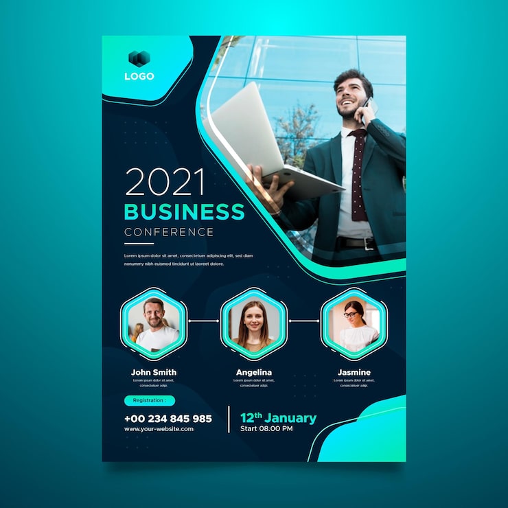 Gratis Vektor webinar flyers-mall