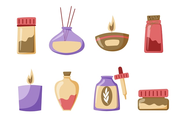 Gratis Vektor aromaterapi element sett