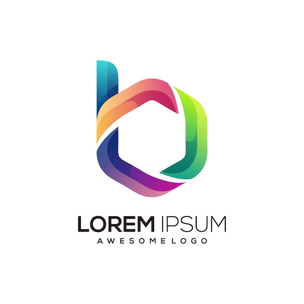 Gratis Vektor b initial fargerik gradient logo vektor mal