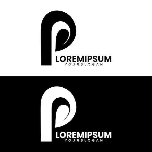 Gratis Vektor bokstaven p bladdesignlogo