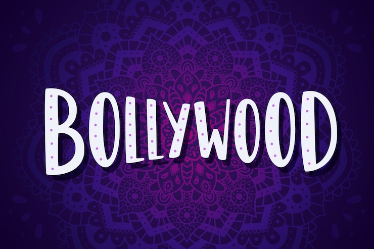 Gratis Vektor bollywood-bokstaver med mandala-bakgrunn