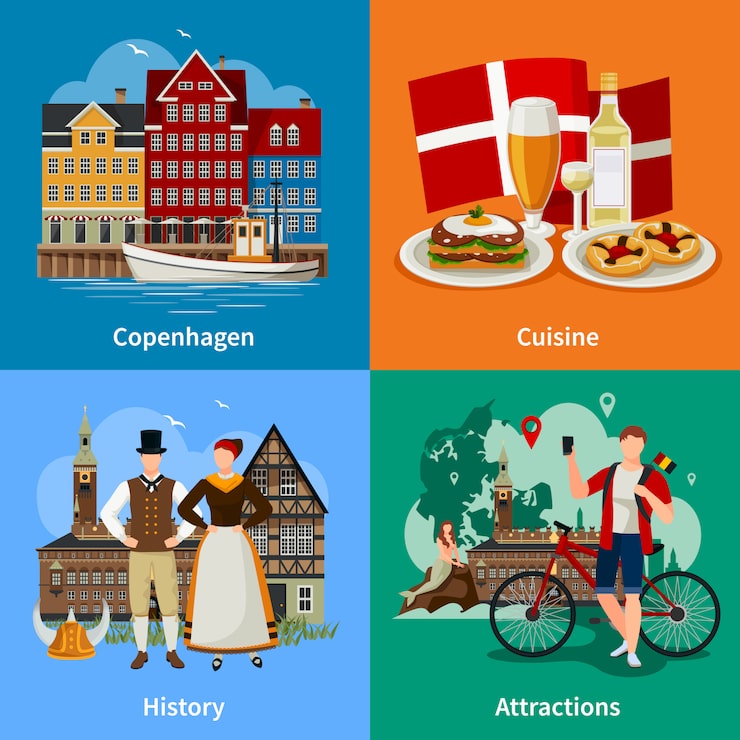 Gratis Vektor danmark, konsept i flat stil