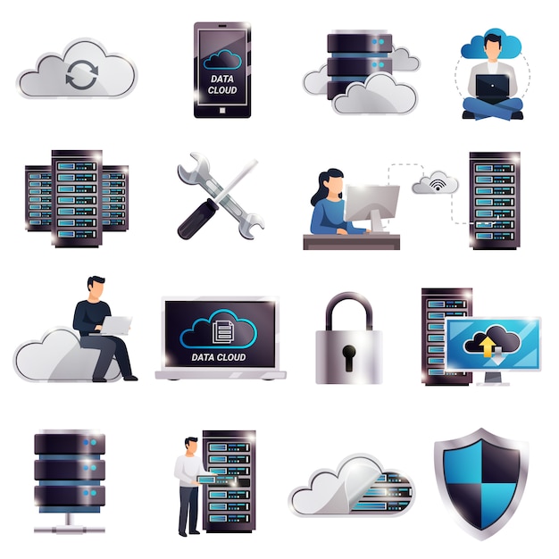 Gratis Vektor datasenter – hosting – server – sky – sett