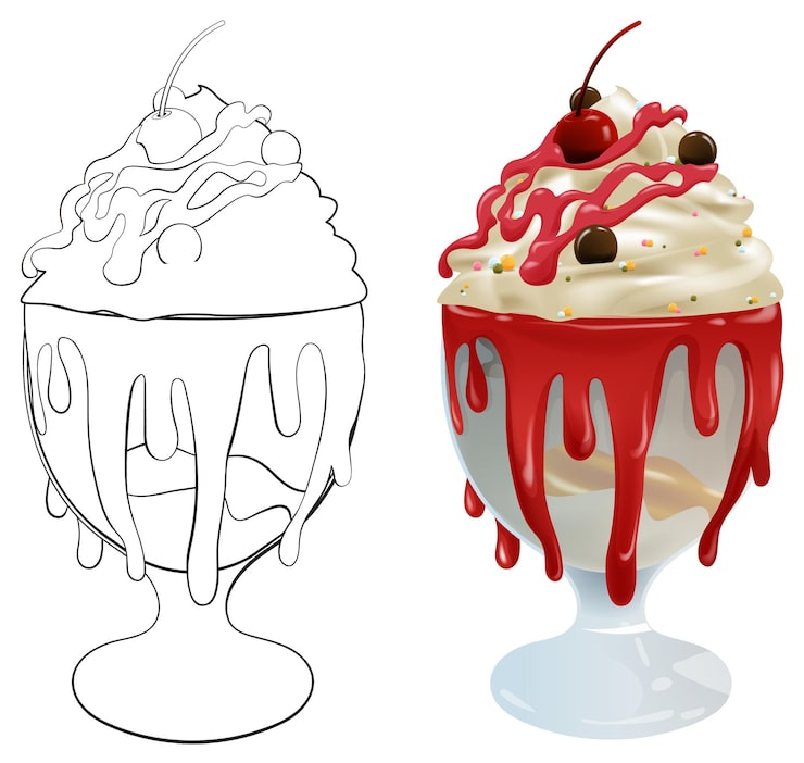 Gratis Vektor deilig illustrasjon av iskremdessert