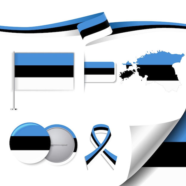 Gratis Vektor estonia representative elements collection