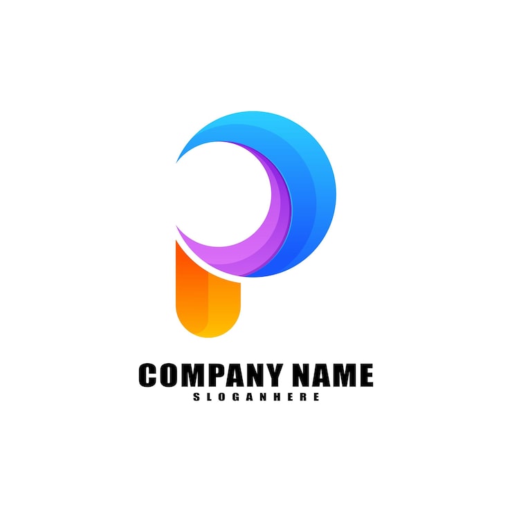 Gratis Vektor fargerik bokstaven p logo design