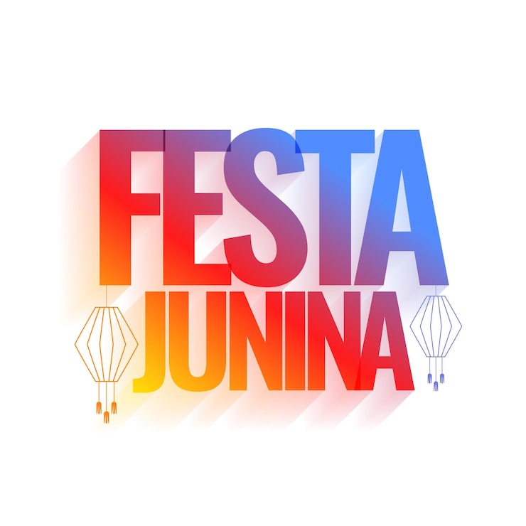 Gratis Vektor fargerik festa junina-bokstaver med lyktdesign