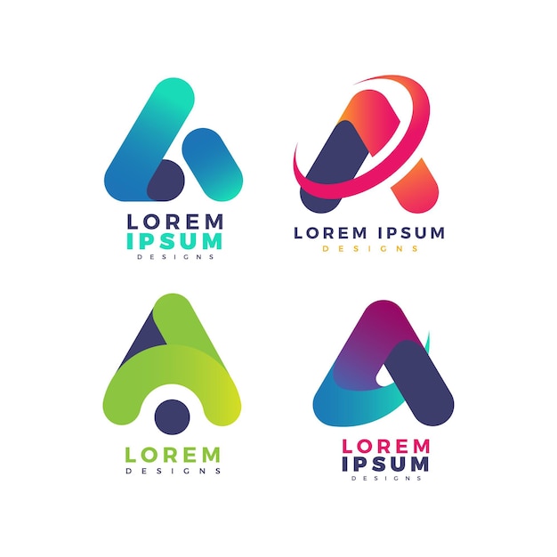 Gratis Vektor fargerik gradient a-logo kolleksjon