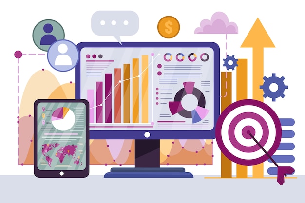 Gratis Vektor flat design datadrevet illustrasjon