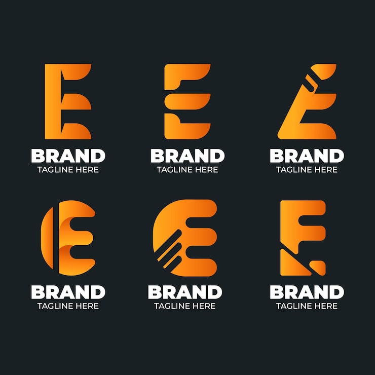 Gratis Vektor flat design e logo mal kolleksjon