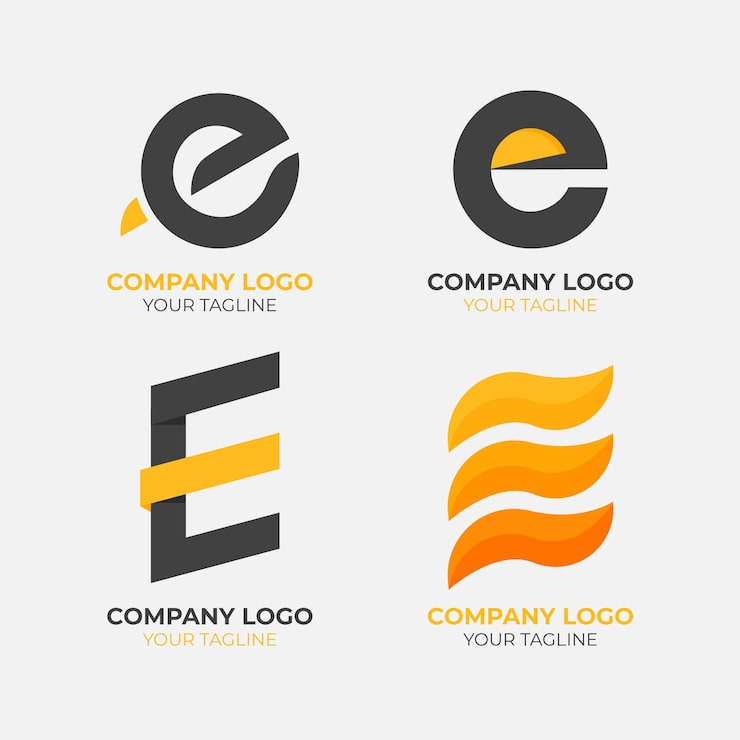 Gratis Vektor flat design e logo mal kolleksjon