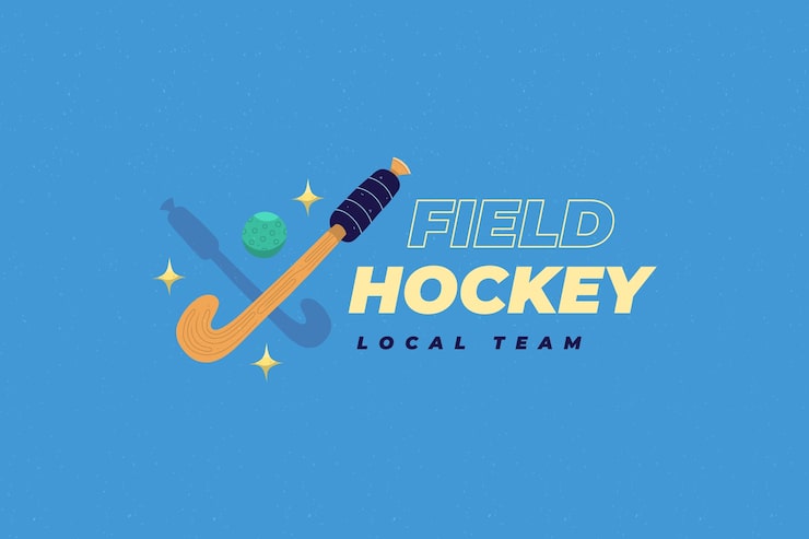 Gratis Vektor flat design felt hockey logo mal
