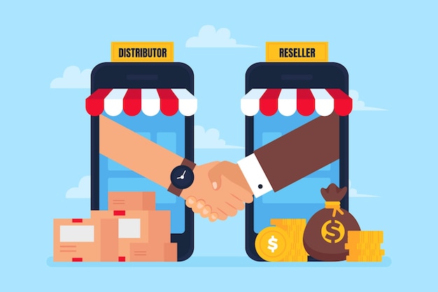 Gratis Vektor flat design forhandler illustrasjon