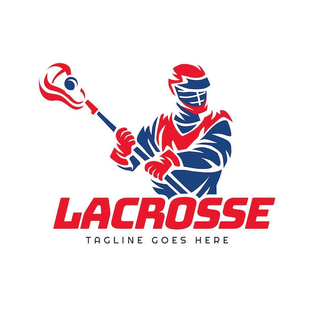 Gratis Vektor flat design lacrosse logo mal