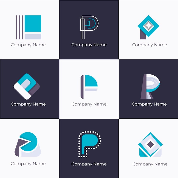 Gratis Vektor flat design p logo mal samling