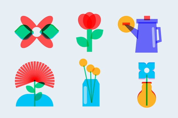 Gratis Vektor flat design risograph element-samling