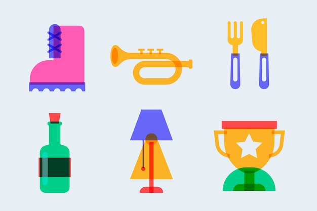 Gratis Vektor flat design risograph element-samling