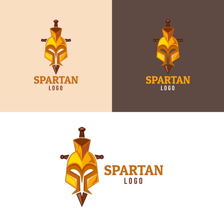 Gratis Vektor flat design spartansk hjelm logo mal