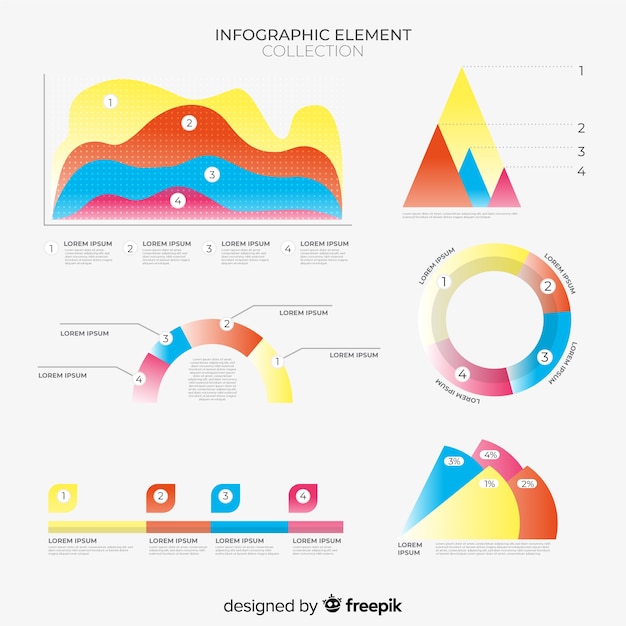Gratis Vektor flat infografikk elementsamling