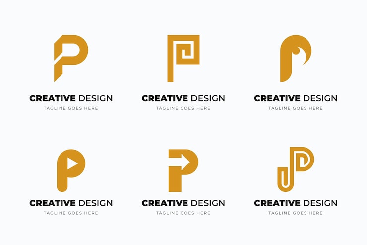 Gratis Vektor flat p-logo kolleksjon
