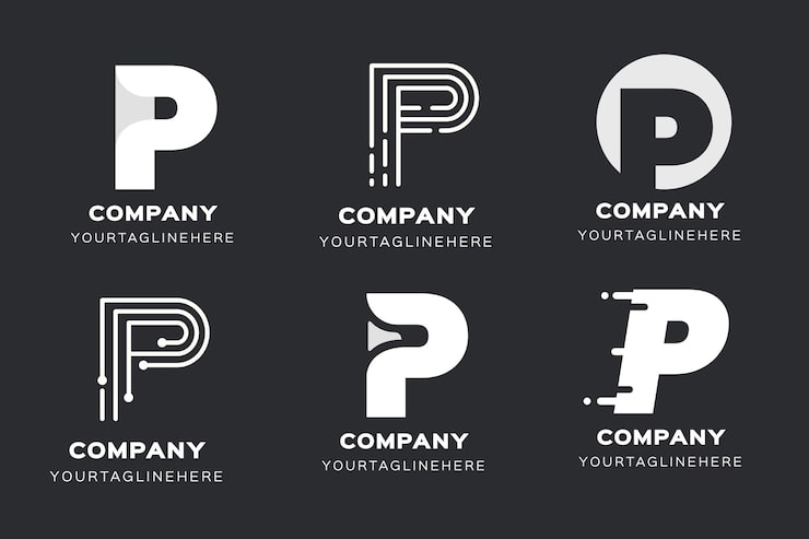 Gratis Vektor flat p logo-maler samling
