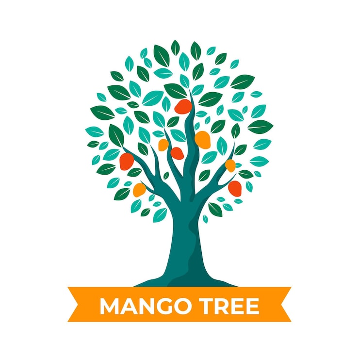 Gratis Vektor flatt design mango tree illustrasjon