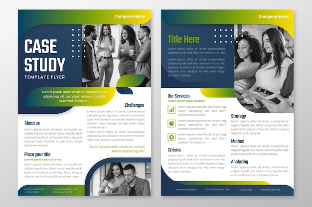Gratis Vektor flyer-mal for gradient case study