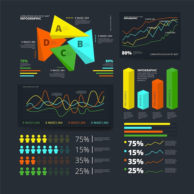 Gratis Vektor gradient infografisk elementsamling