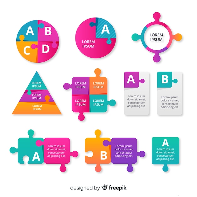 Gratis Vektor gradient infografisk elementsamling