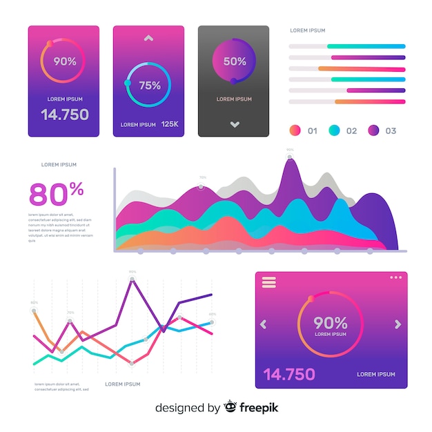 Gratis Vektor gradient infografisk elementsamling