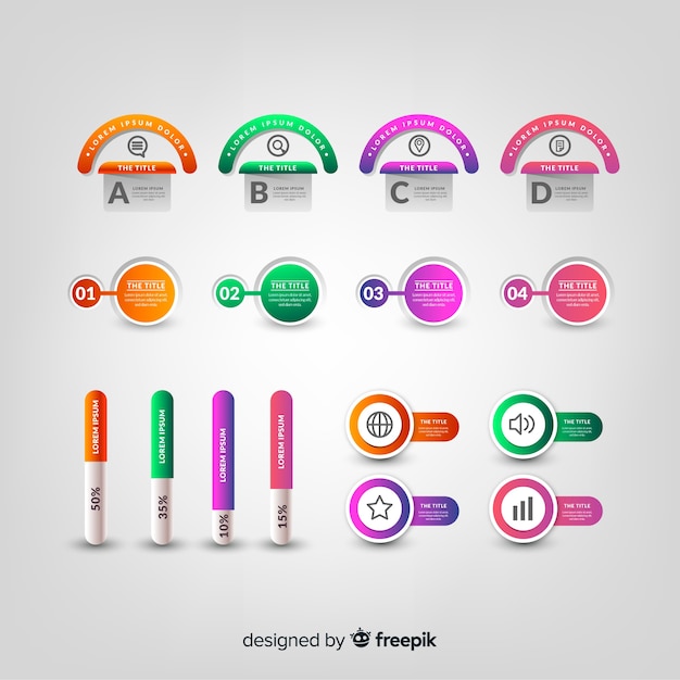 Gratis Vektor gradient infografisk elementsamling