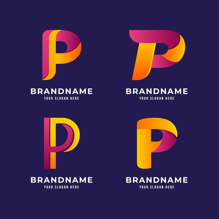 Gratis Vektor gradient p logo-maler samling