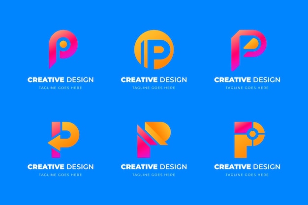 Gratis Vektor gradient p logo-samling