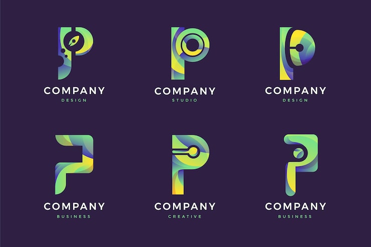 Gratis Vektor gradient p logo-samling