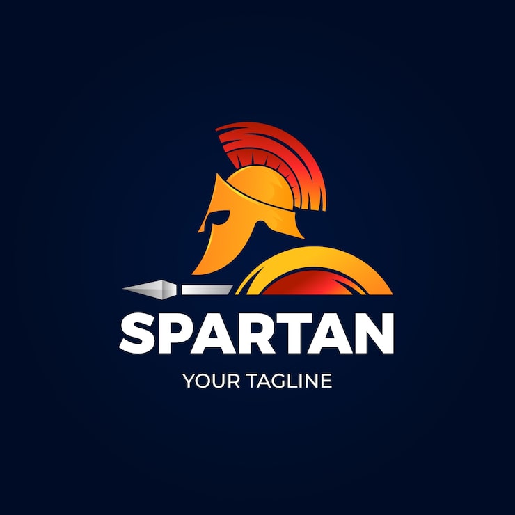 Gratis Vektor gradient spartansk hjelm logo mal