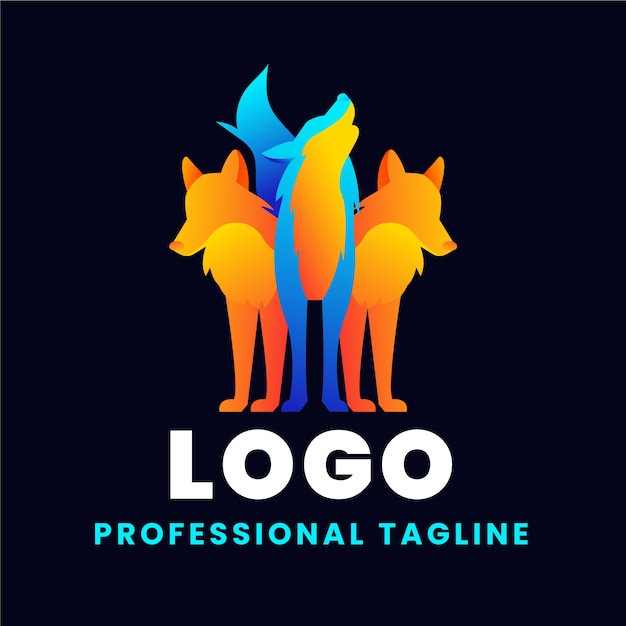 Gratis Vektor gradientfarget ulveflokk-logo-mal