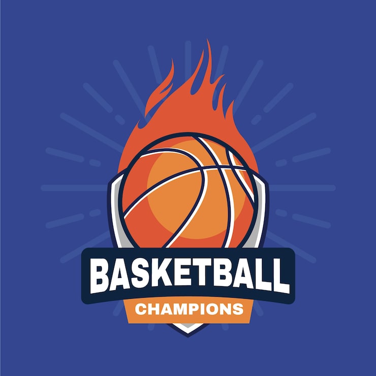 Gratis Vektor håndtegnet flat design basketball logo mal