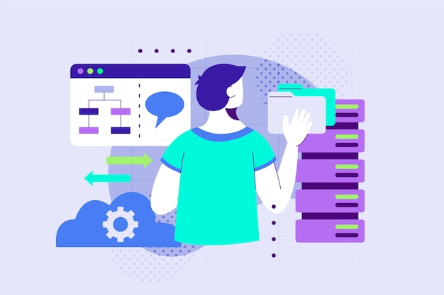 Gratis Vektor håndtegnet flat design sql-illustrasjon