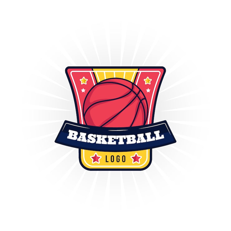 Gratis Vektor håndtegnet flatt design basketball-logo