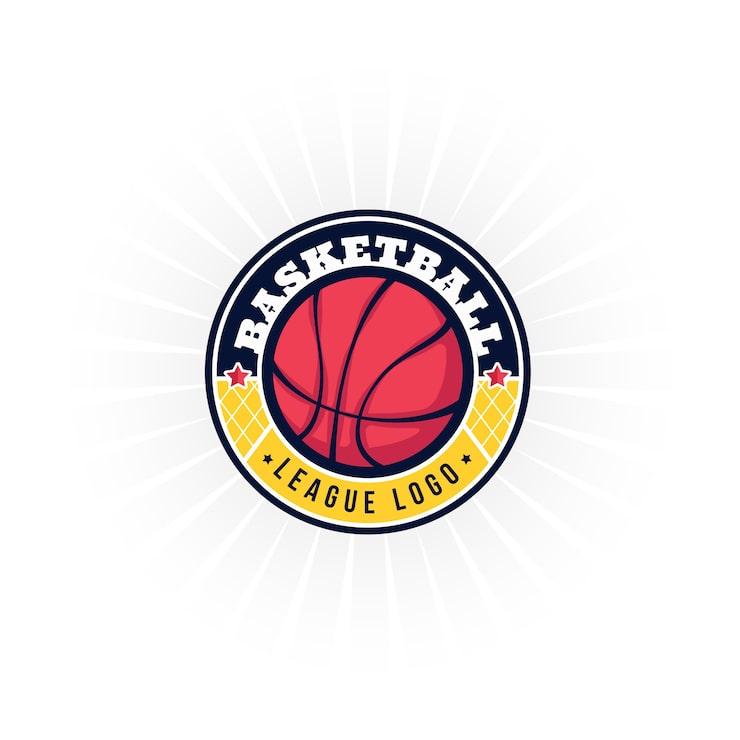 Gratis Vektor håndtegnet flatt design basketball-logo