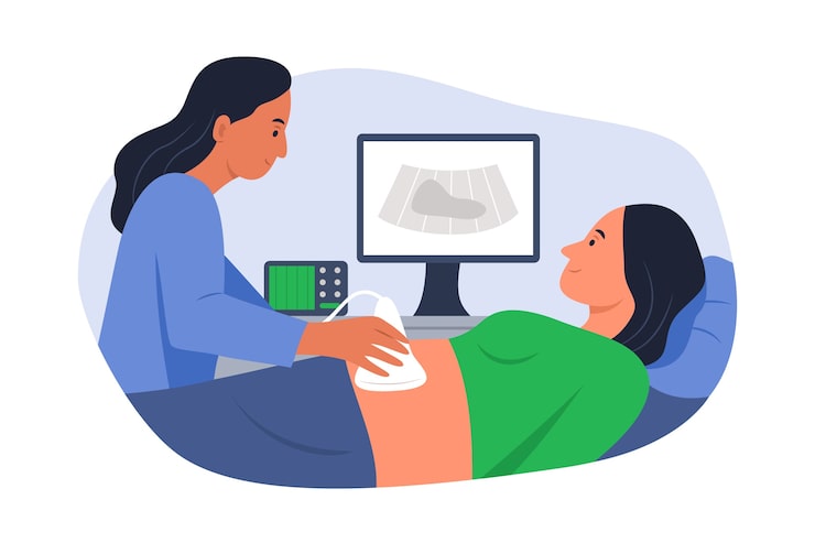 Gratis Vektor håndtegnet flatt design sonografi illustrasjon