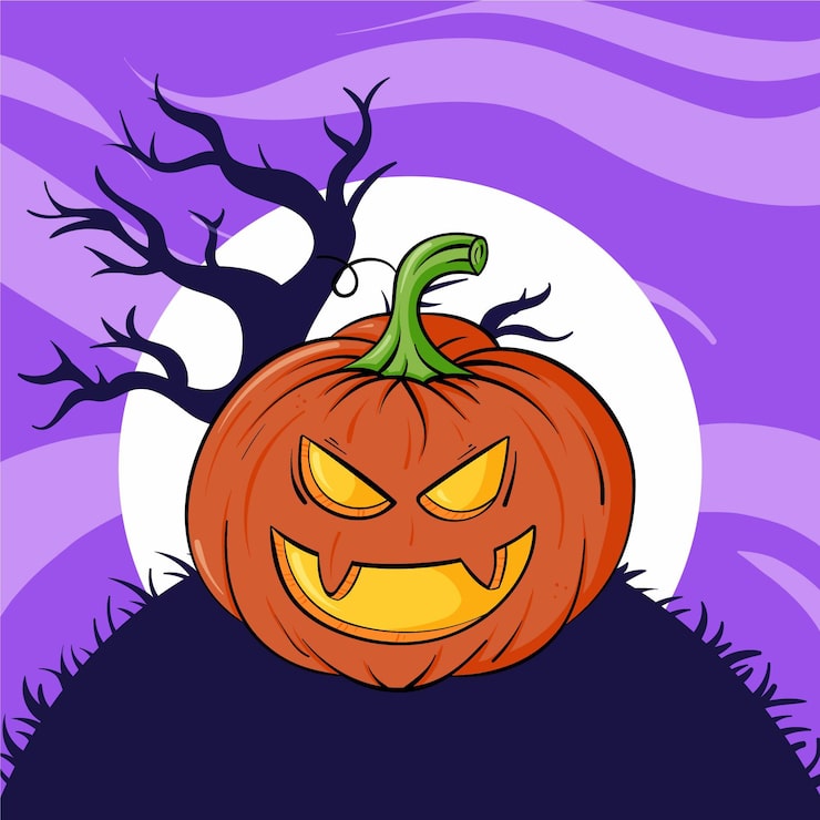 Gratis Vektor håndtegnet halloween pumpkin illustrasjon